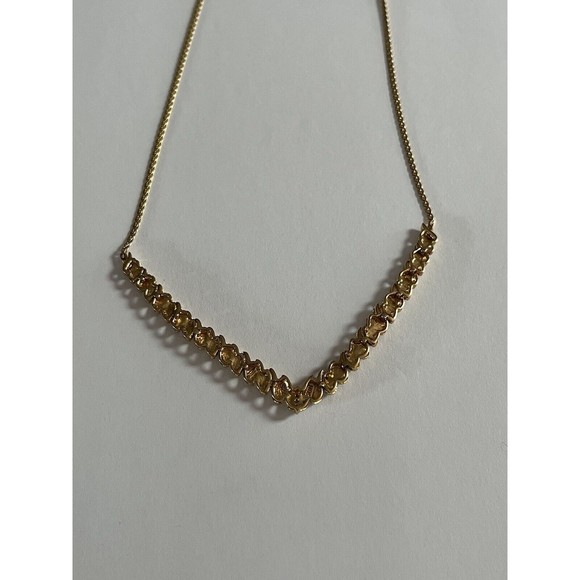 Vermeil Sterling Silver  .10ctw Diamond Flat V Wheat Necklace 16.5” 8.38G - Picture 10 of 16